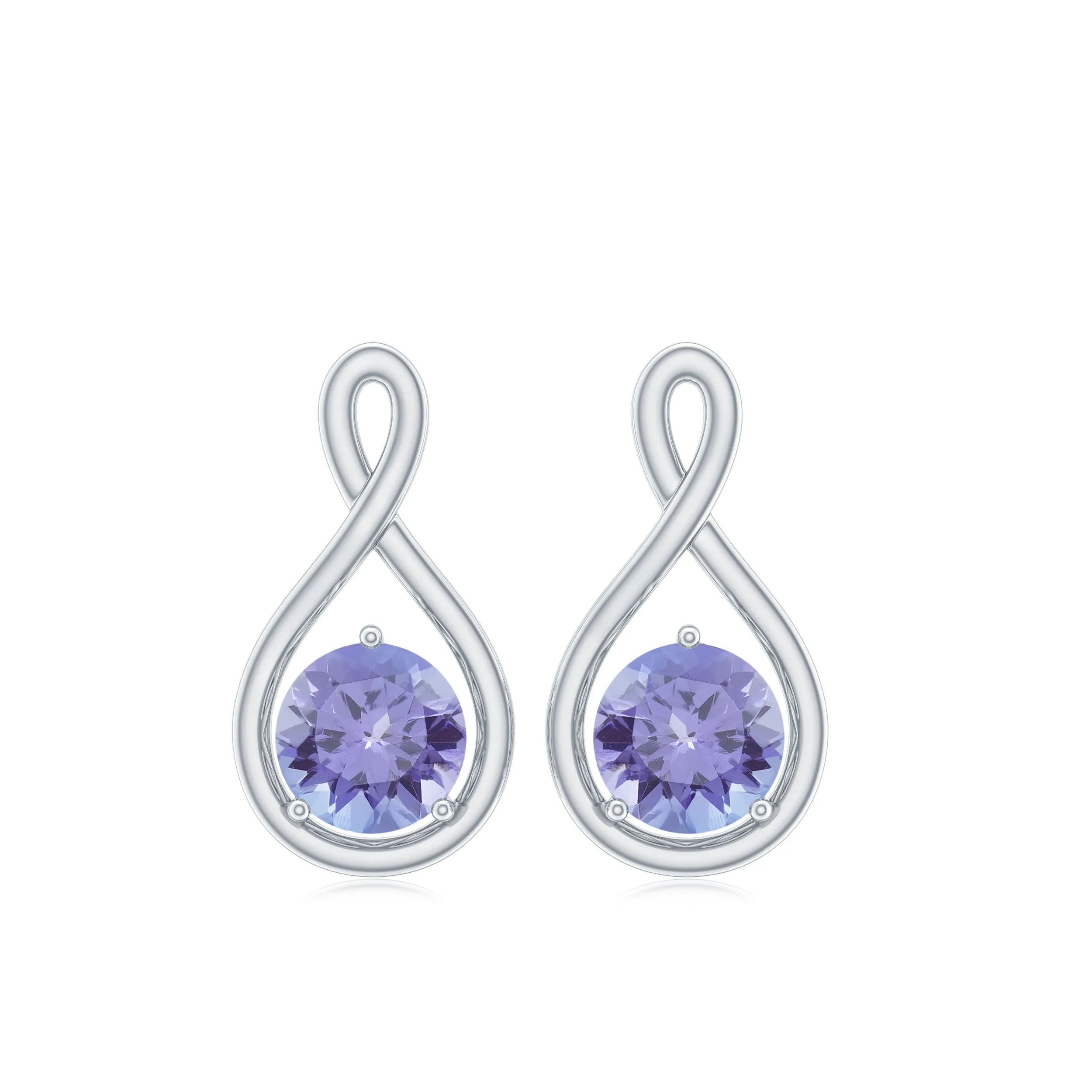 1/2 CT Round Shape Tanzanite Infinity Stud Earring for Women