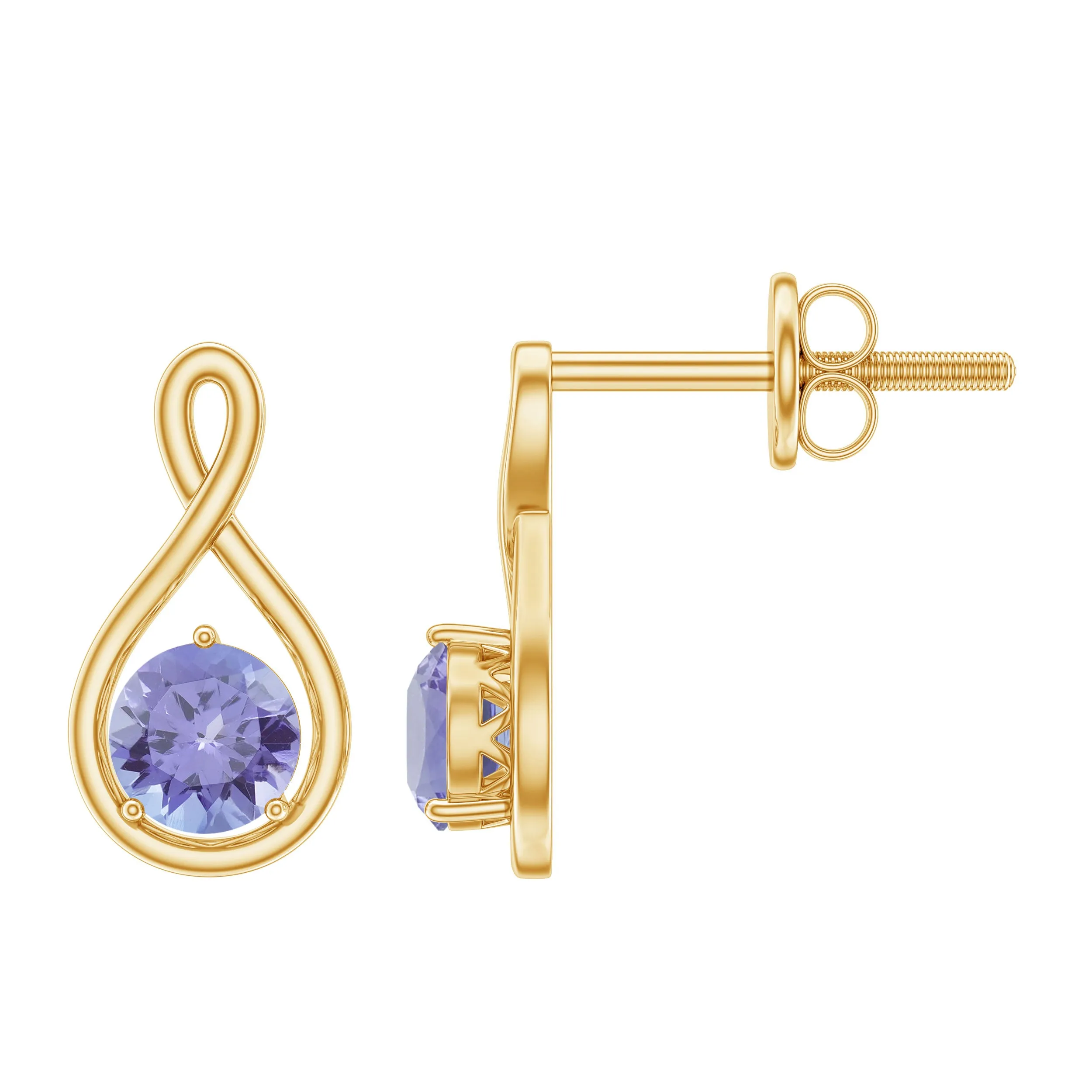 1/2 CT Round Shape Tanzanite Infinity Stud Earring for Women