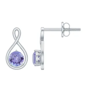 1/2 CT Round Shape Tanzanite Infinity Stud Earring for Women