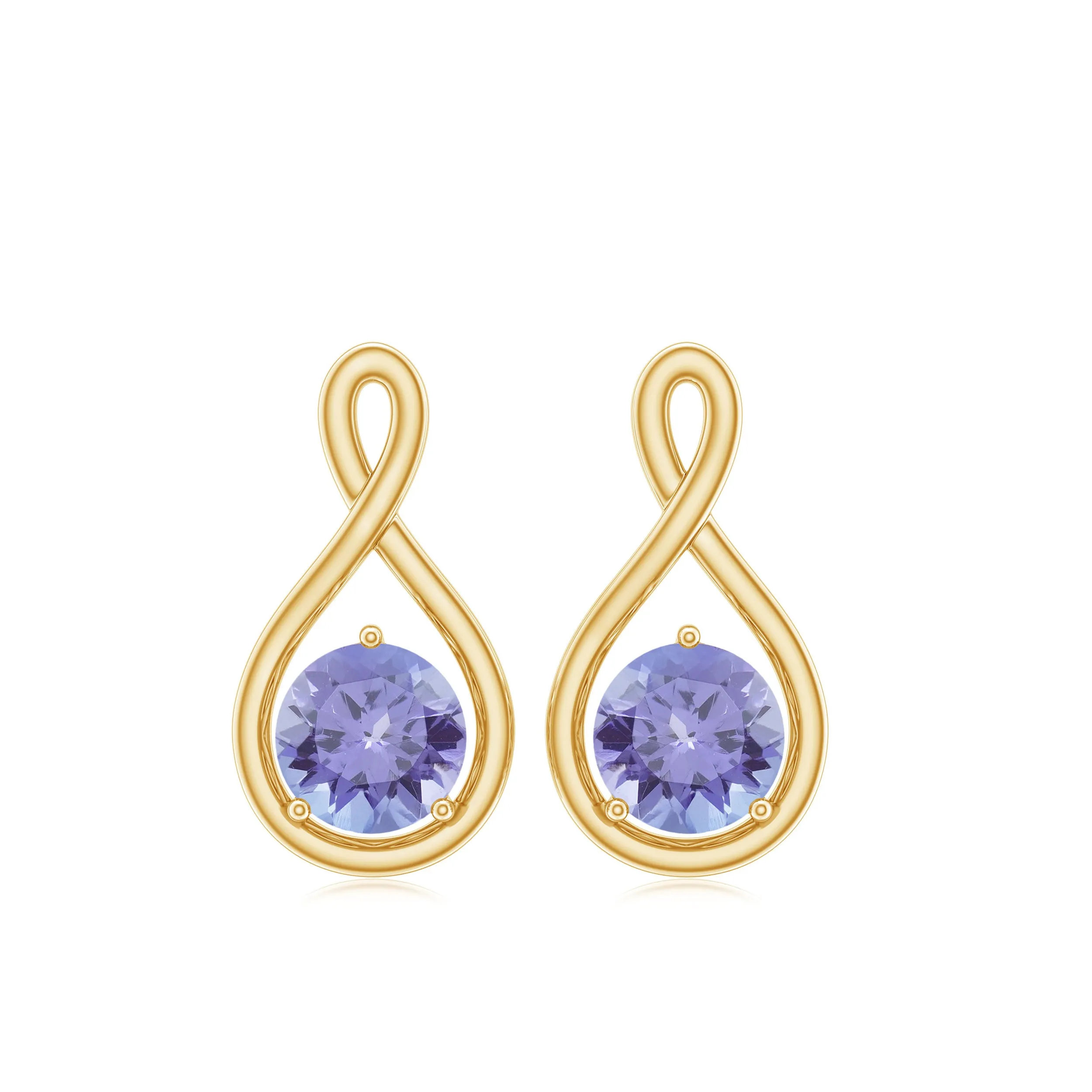 1/2 CT Round Shape Tanzanite Infinity Stud Earring for Women