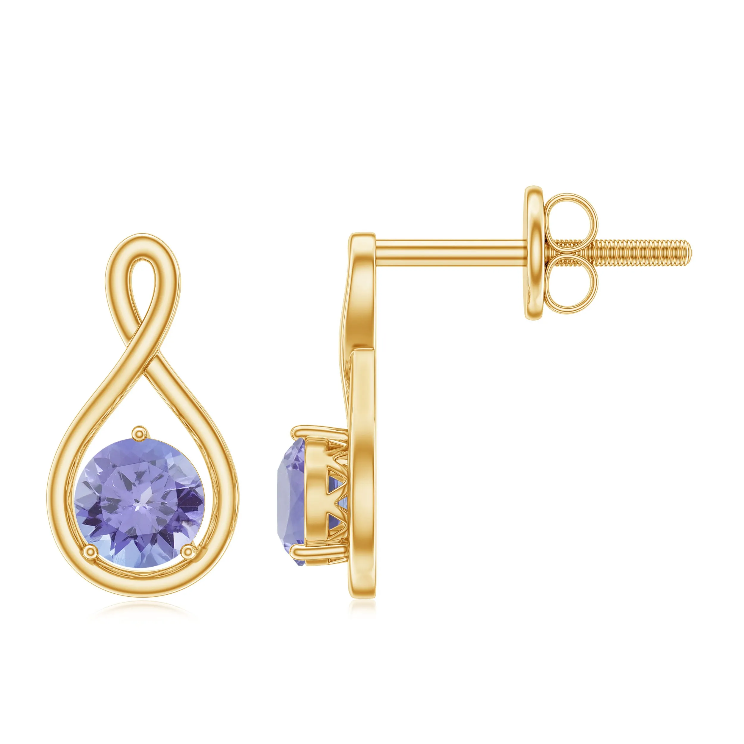 1/2 CT Round Shape Tanzanite Infinity Stud Earring for Women