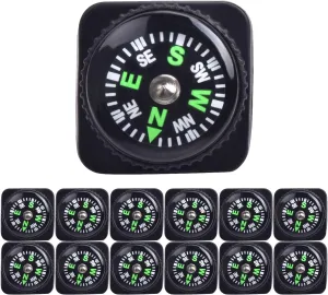 15pcs Slip-On Wrist Compass Hard Shell Liquid Filled Mini Small Button Compass Paracord Bracelet for Outdoor Hiking Survival Wrist Watch Band 3/4" (20mm)