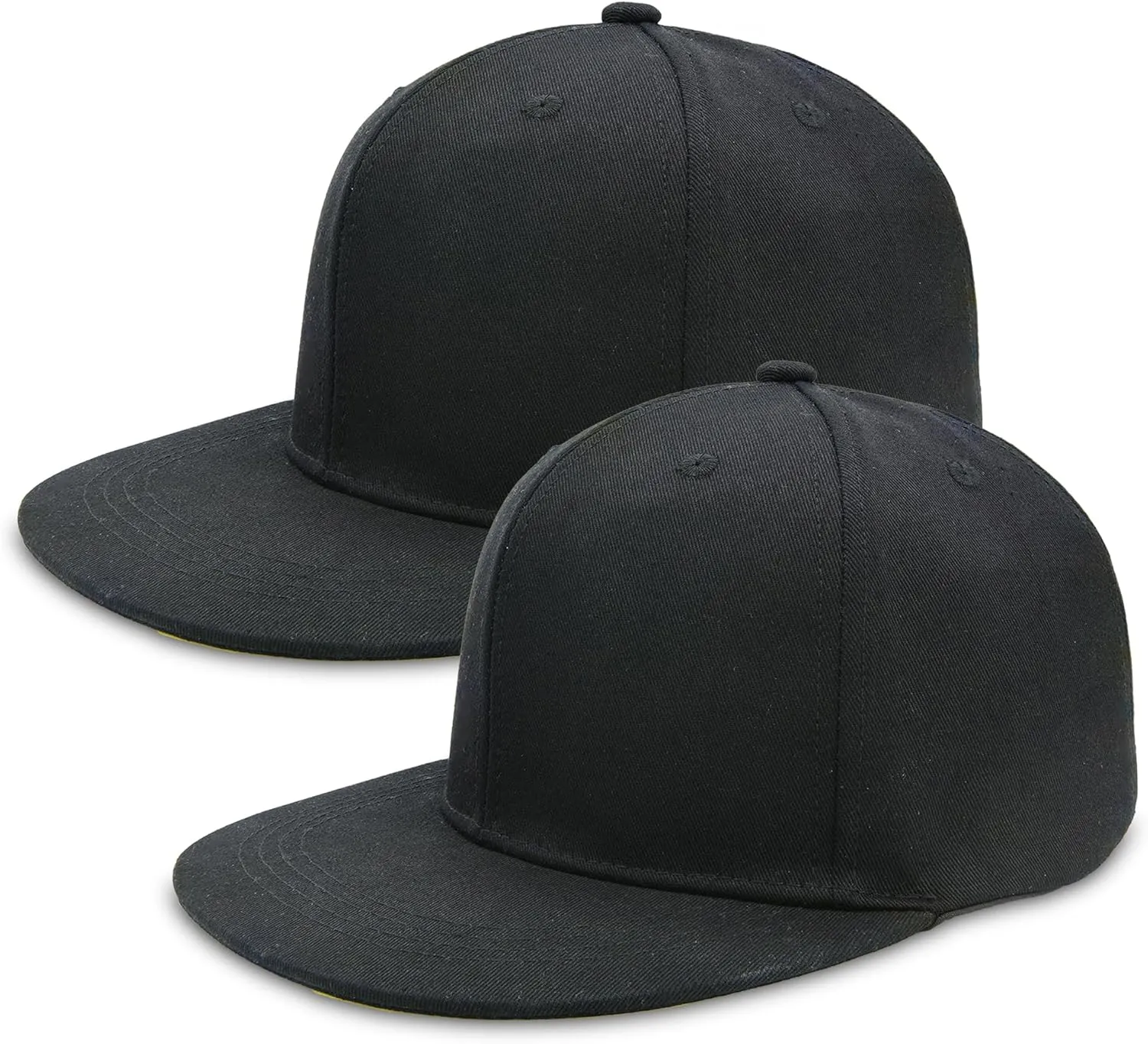 2 Pack Flat Brim Hats for Men, Snapback Hat for Women, 99% Cotton Adjustable Baseball Cap