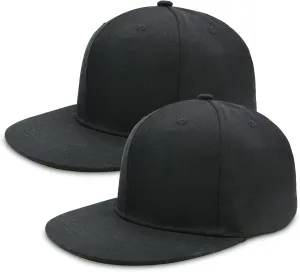 2 Pack Flat Brim Hats for Men, Snapback Hat for Women, 99% Cotton Adjustable Baseball Cap