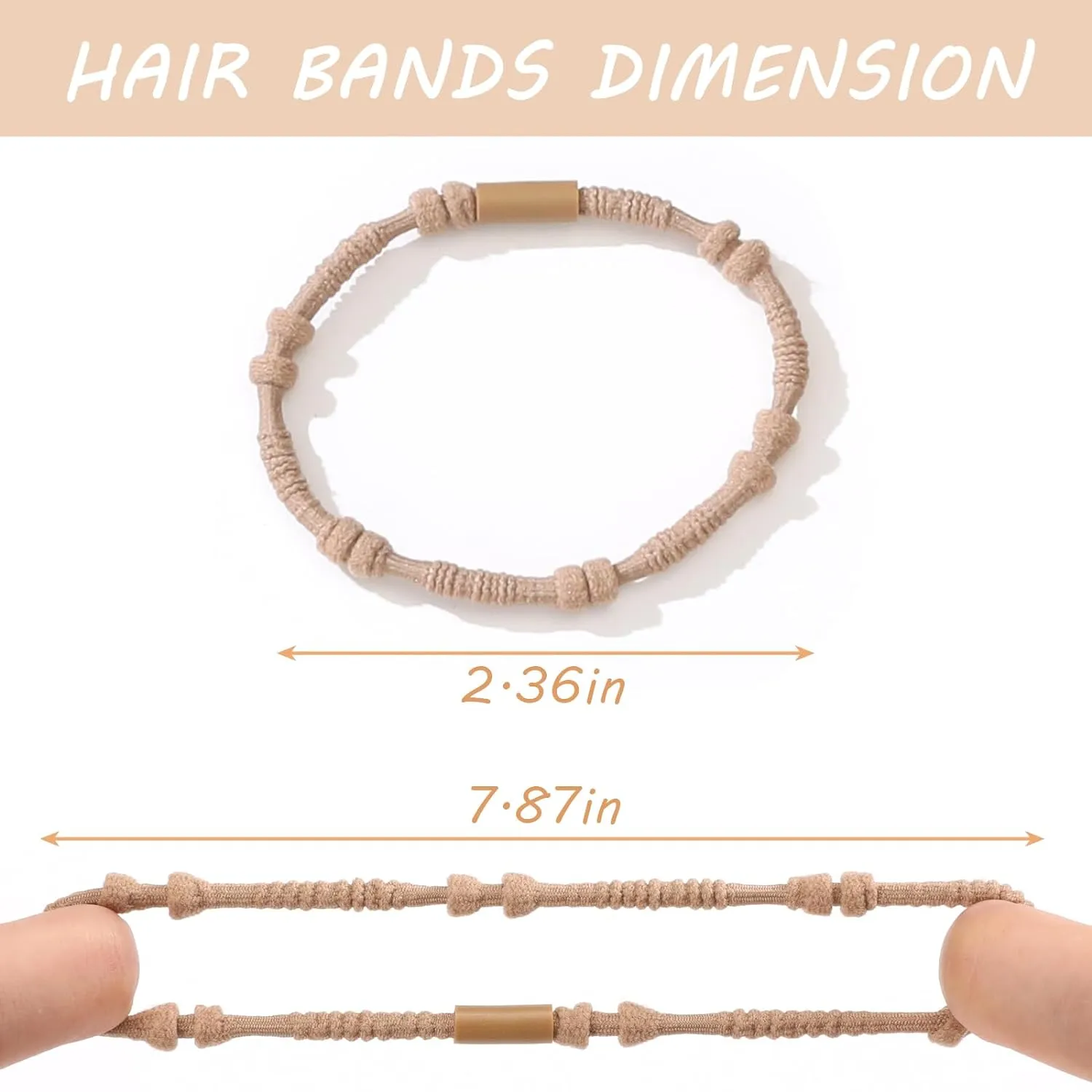 20 PCS Boho Hair Ties, Bracelets Hair Ties for Thick or Thin Hair, 4 Styles Boho Ties for Ponytail Holders, 2.36??Hair Ties No-Damage, Brown