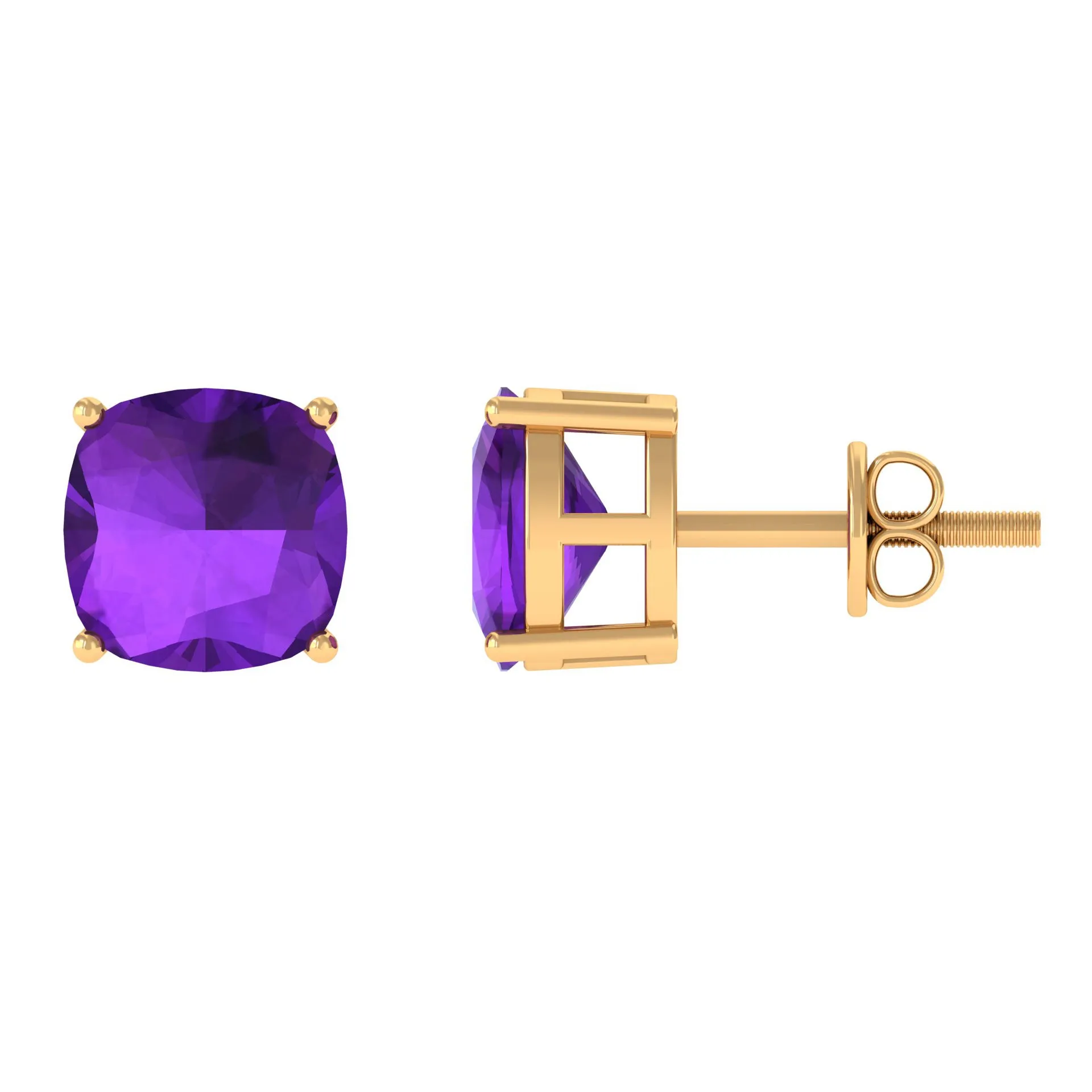 2.50 CT Cushion Cut Amethyst Solitaire Stud Earring
