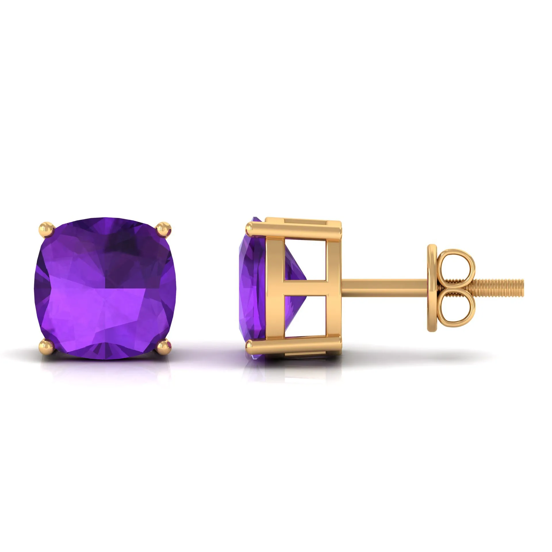 2.50 CT Cushion Cut Amethyst Solitaire Stud Earring