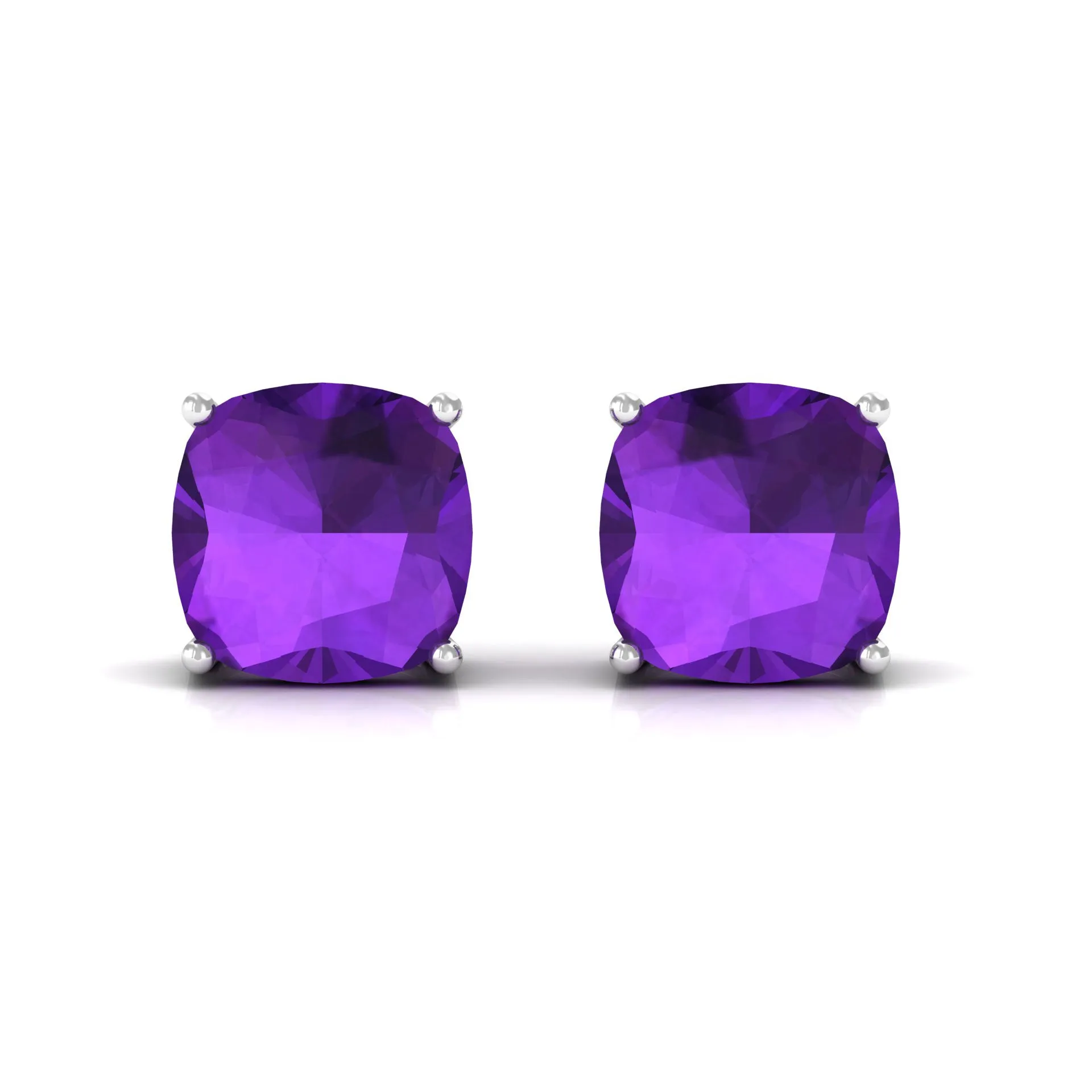 2.50 CT Cushion Cut Amethyst Solitaire Stud Earring