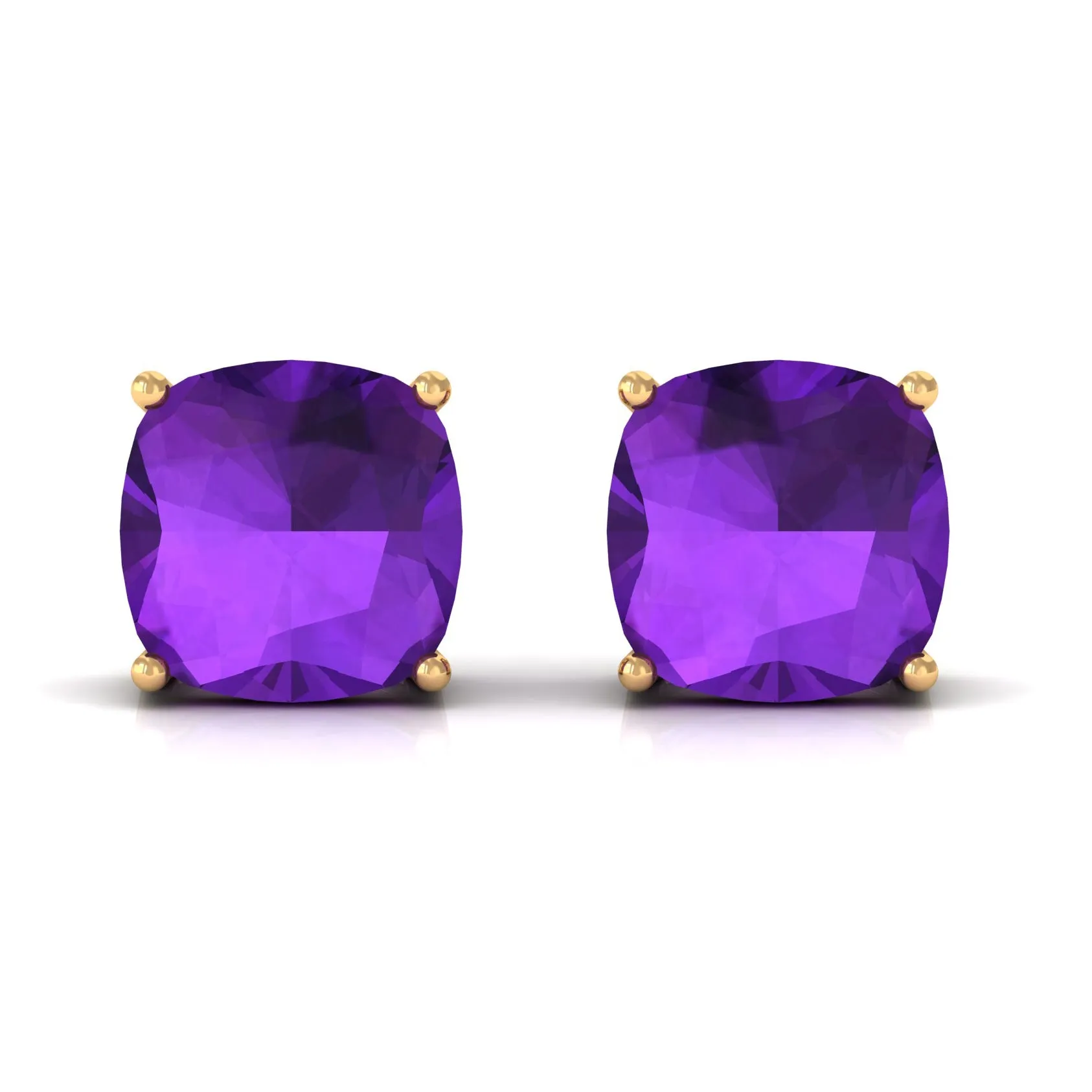 2.50 CT Cushion Cut Amethyst Solitaire Stud Earring