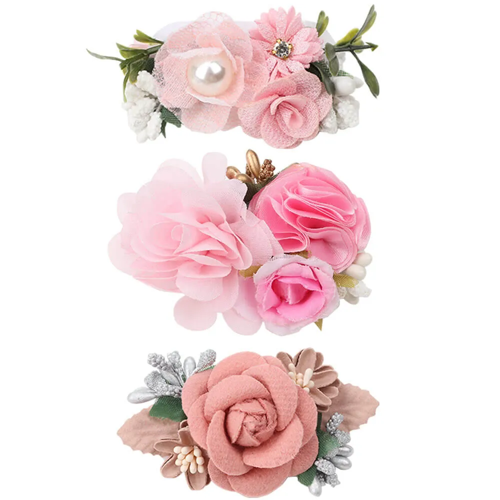 3pcs/set Artificial Flower Hair Bows