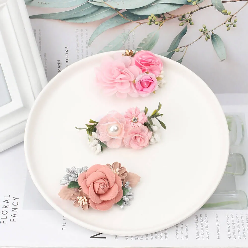 3pcs/set Artificial Flower Hair Bows