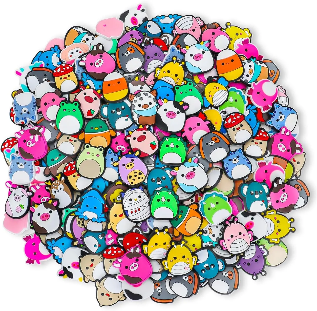 66Pcs Shoe Decoration Charms Bulk Set with Cute Cats, Dogs, Pigs, Birds, Frogs, Monkeys, Octopuses, Bees, Mice, Lions, Giraffes, Penguins ect. Animal Cartoon Shoe Charms for Kids Women