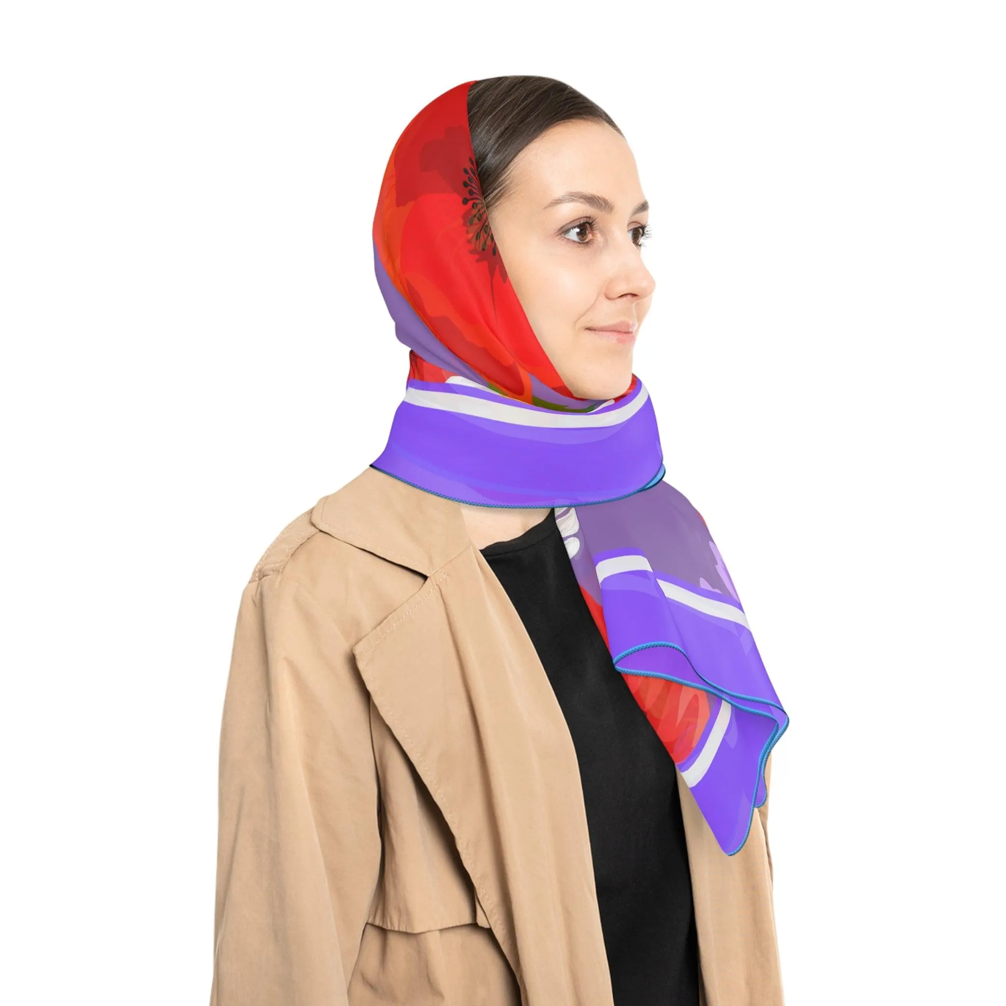 Artisan-Designed Sheer Scarf in Radiant Scarlet Poppy