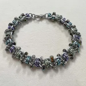 Barrel Weave Farfalle Bead Bracelet with Free video - Iridescent Mermaid