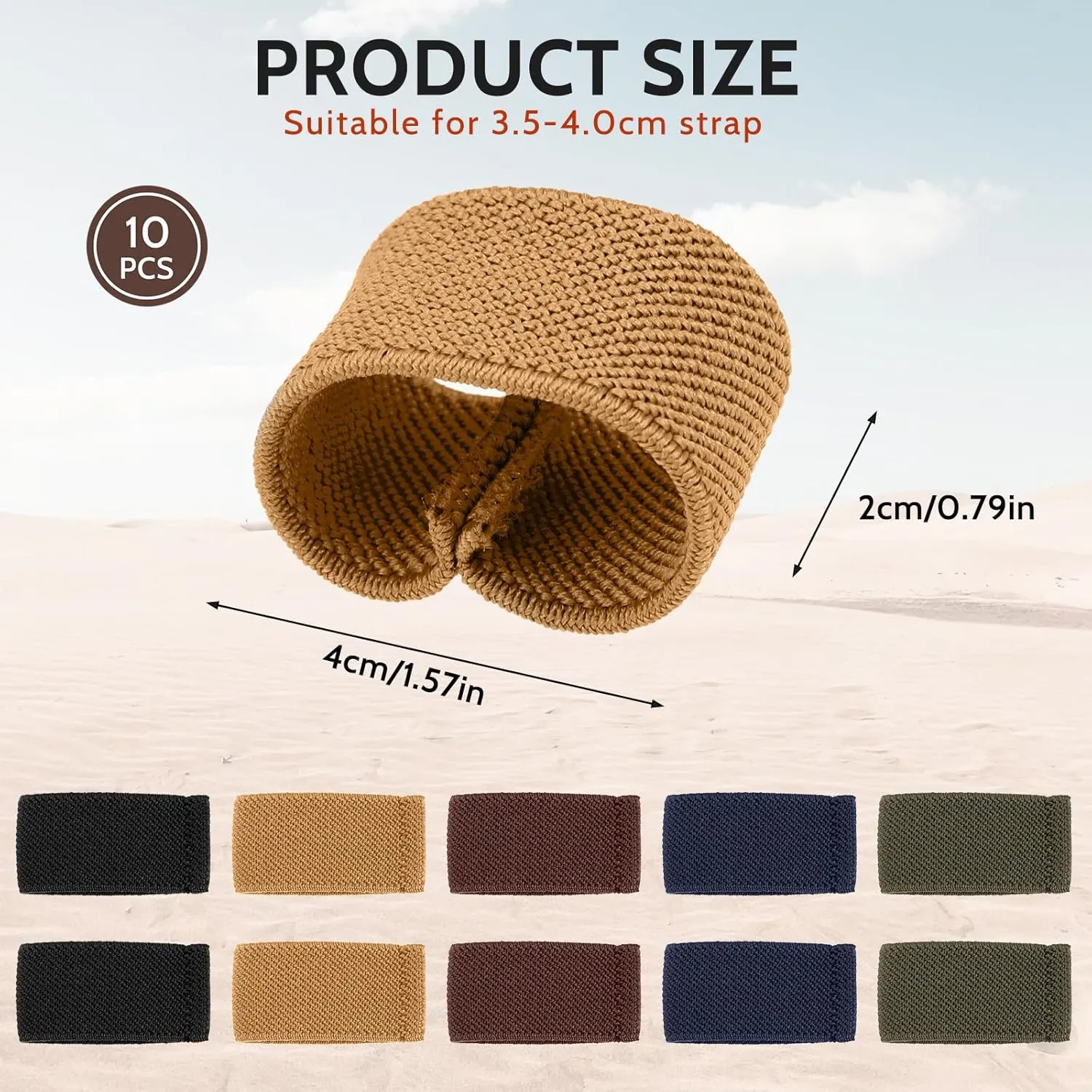 Bewudy 10 Pack Elastic Belt Keeper Strap, Nylon Canvas Web Belt Elastic Loop Keeper for 1.5" Wide Belts or Straps