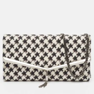 Black/White Star Print Wool Elish Chain Clutch