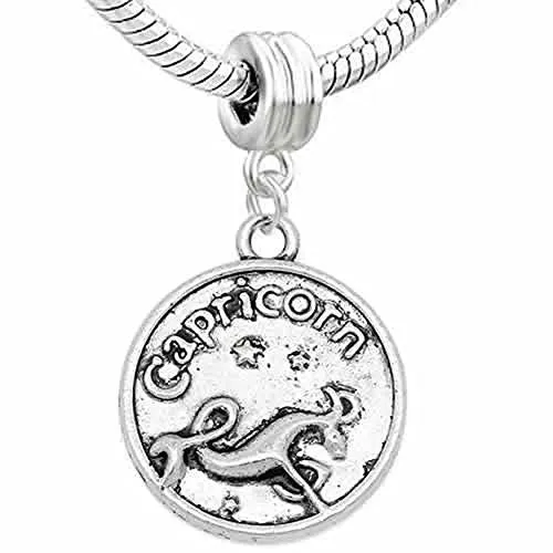 Capricorn Charm Dangle European Bead Compatible for Most European Snake Chain Bracelet