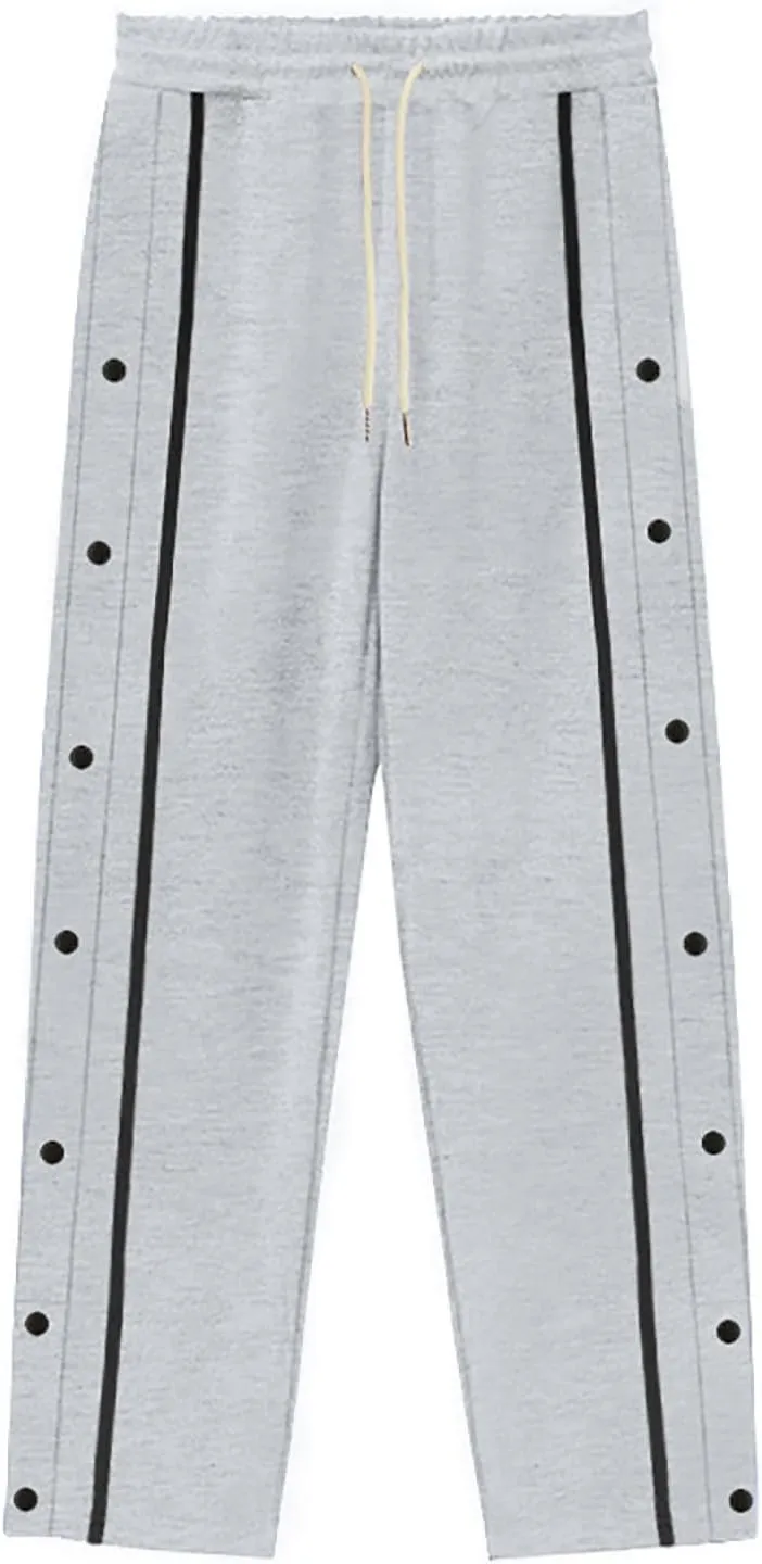 Casual Sweatpants for Men Side Button Elastic Waist Drawstring Active Running Jogging Pants Not Tear Away