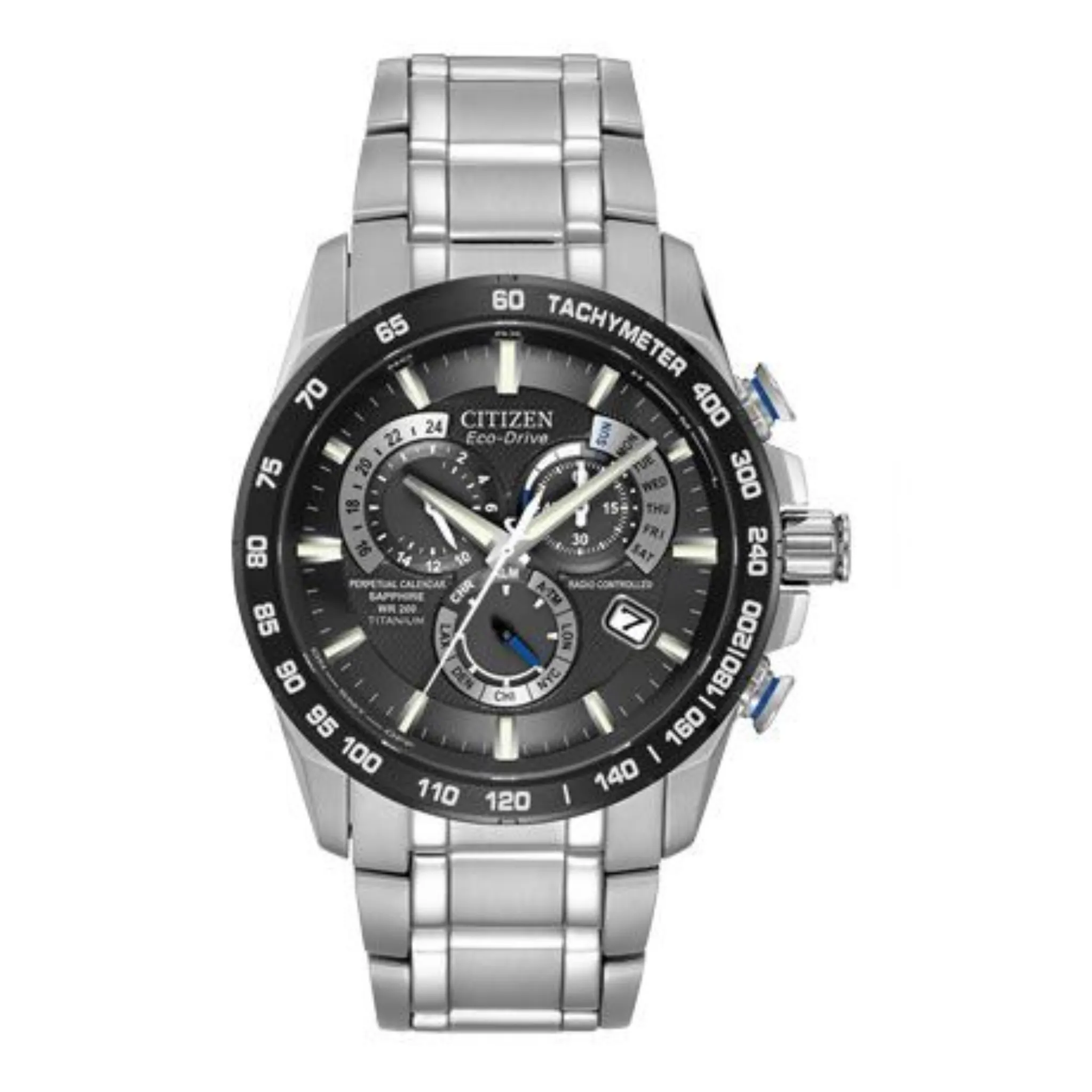 Citizen Eco Drive Titanium Radio Controlled Perpetual Chronograph Watch AT4010-50E