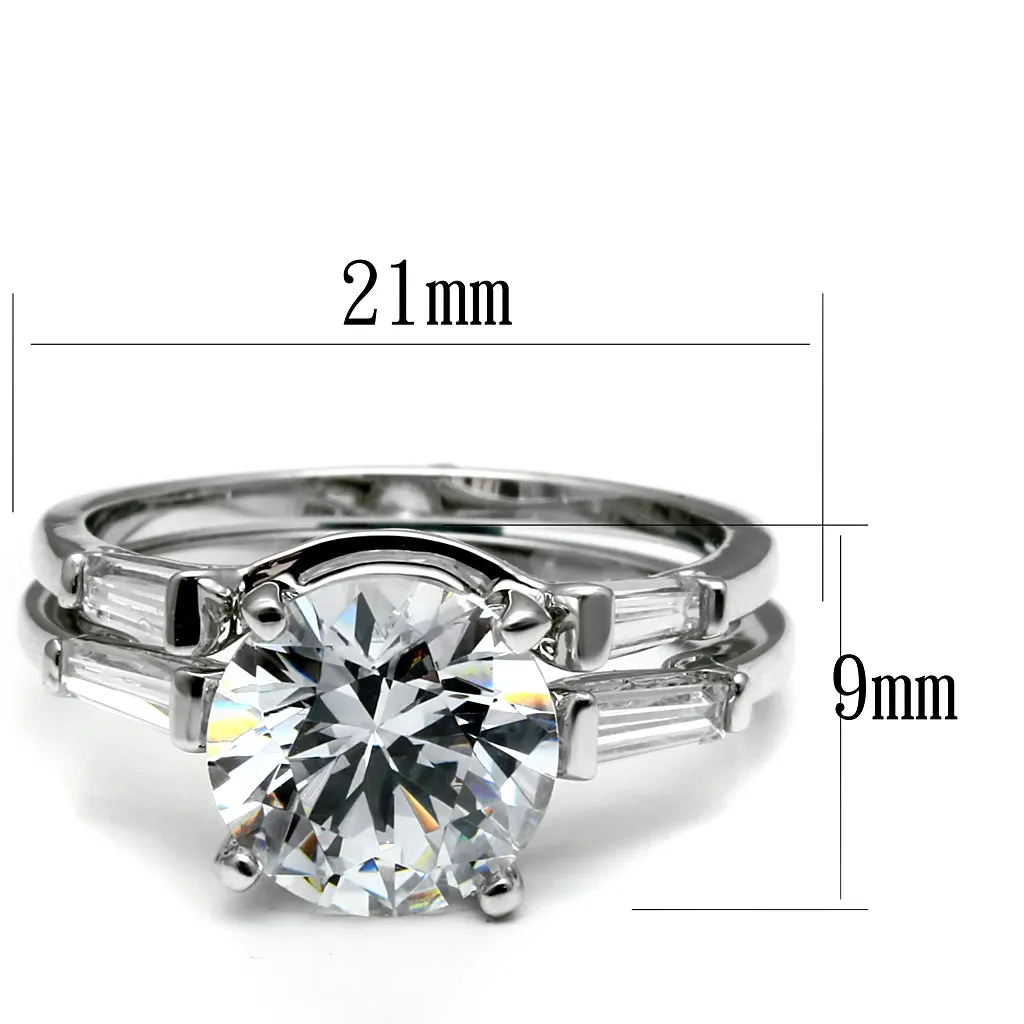 CJE2878 Wholesale Women's Stainless Steel AAA Grade CZ Clear Ring Set