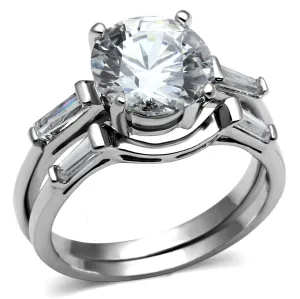 CJE2878 Wholesale Women's Stainless Steel AAA Grade CZ Clear Ring Set