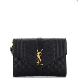 Classic Monogram Envelope Wristlet Clutch Mixed Matelasse Leather