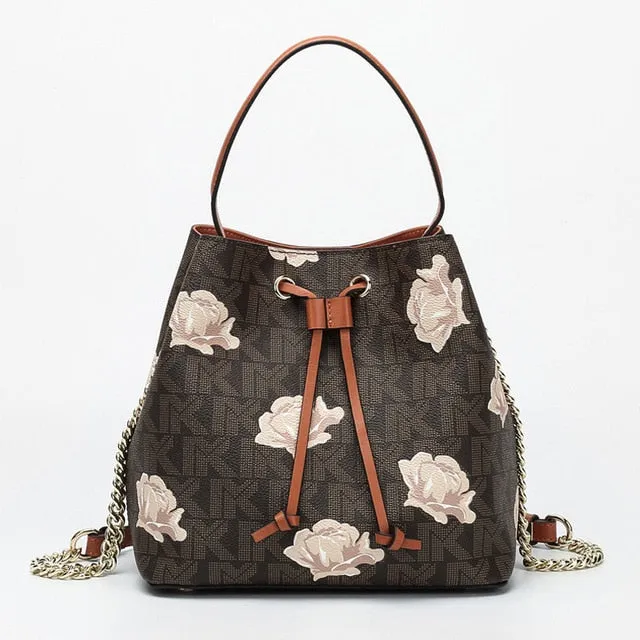 Classic style fashion brand bucket women bag Floral designer