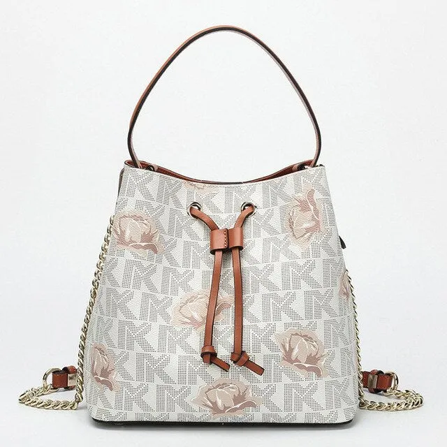 Classic style fashion brand bucket women bag Floral designer
