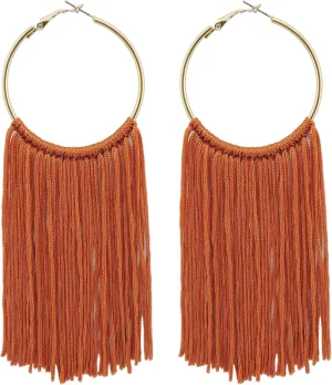 Coiris Boho Tassel Earrings for Women Bohemian Hoop Drop Tassels Western Earrings Dangle Country Earrings Summer Beach Long Tassels Earrings for Women