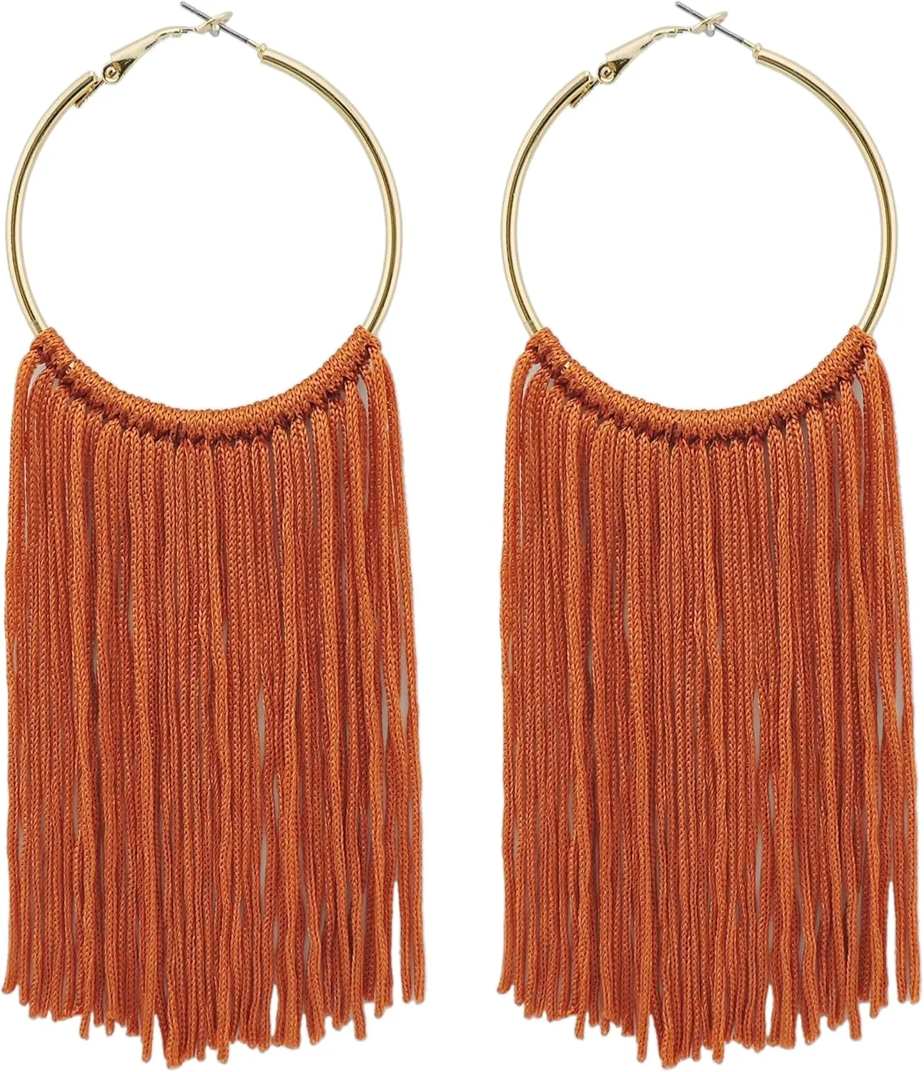 Coiris Boho Tassel Earrings for Women Bohemian Hoop Drop Tassels Western Earrings Dangle Country Earrings Summer Beach Long Tassels Earrings for Women