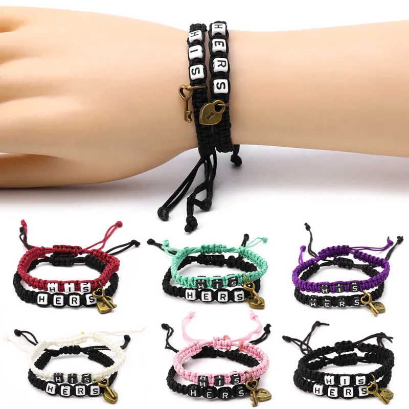 Couples Bracelet His/Hers Matching Jewelry Lovers Boyfriend Girlfriend Braid in 6 Color Options