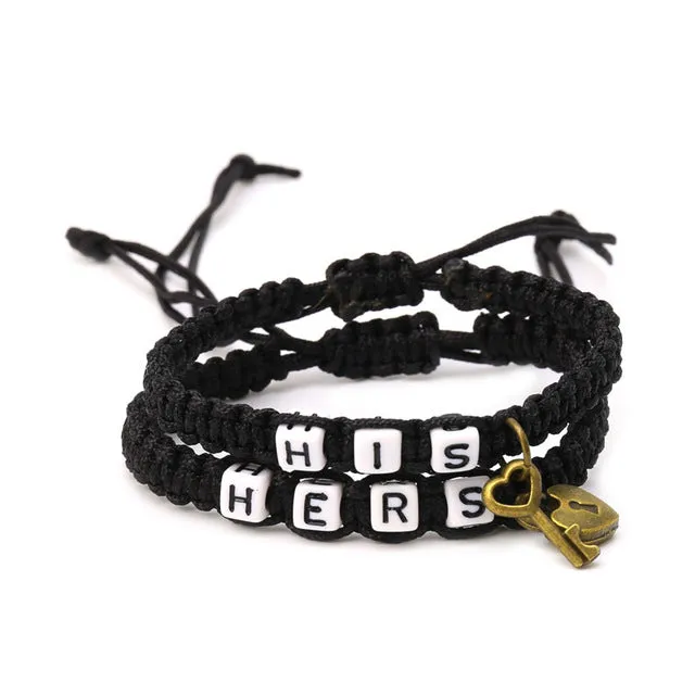Couples Bracelet His/Hers Matching Jewelry Lovers Boyfriend Girlfriend Braid in 6 Color Options