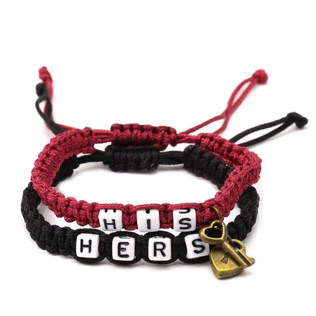 Couples Bracelet His/Hers Matching Jewelry Lovers Boyfriend Girlfriend Braid in 6 Color Options