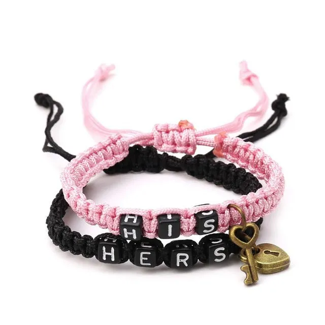 Couples Bracelet His/Hers Matching Jewelry Lovers Boyfriend Girlfriend Braid in 6 Color Options