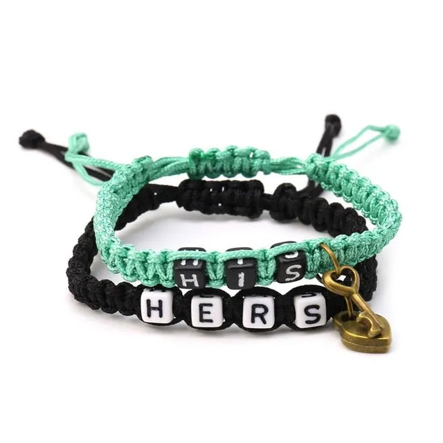Couples Bracelet His/Hers Matching Jewelry Lovers Boyfriend Girlfriend Braid in 6 Color Options