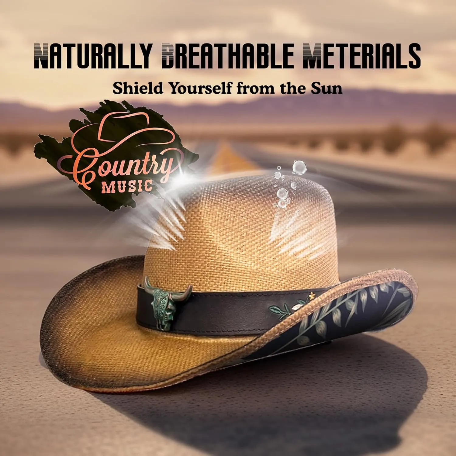 Cowboy Hats for Women, Brown Cowgirl Hats Classic Straw Western Hats for Women Music Festival Party Beach.