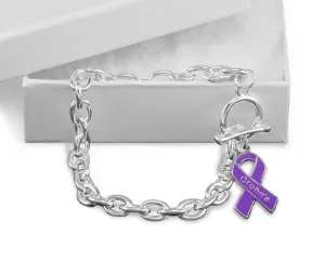 Crohn's Purple Ribbon Chunky Charm Bracelets