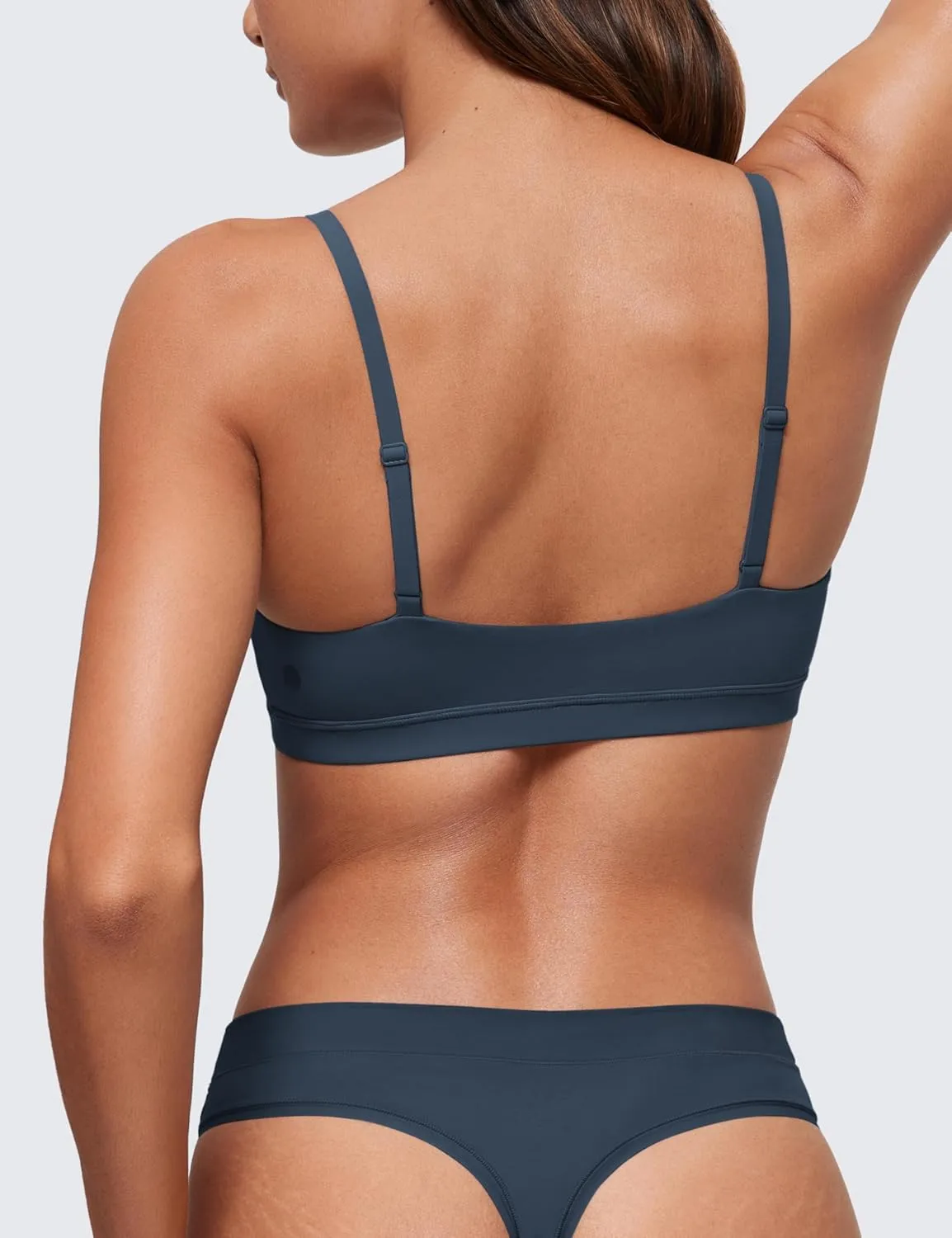 CRZ YOGA Softhold Women's Double Lined Bralettes - Scoop Neck Adjustable Straps Unlined Cami Wireless T-Shirt Everyday Bra