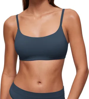 CRZ YOGA Softhold Women's Double Lined Bralettes - Scoop Neck Adjustable Straps Unlined Cami Wireless T-Shirt Everyday Bra