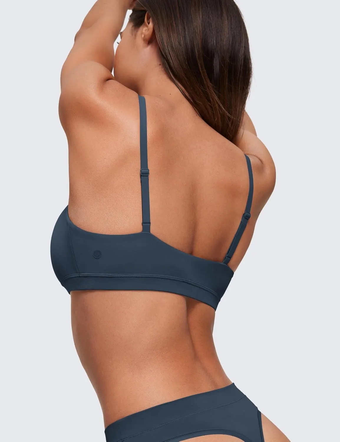 CRZ YOGA Softhold Women's Double Lined Bralettes - Scoop Neck Adjustable Straps Unlined Cami Wireless T-Shirt Everyday Bra
