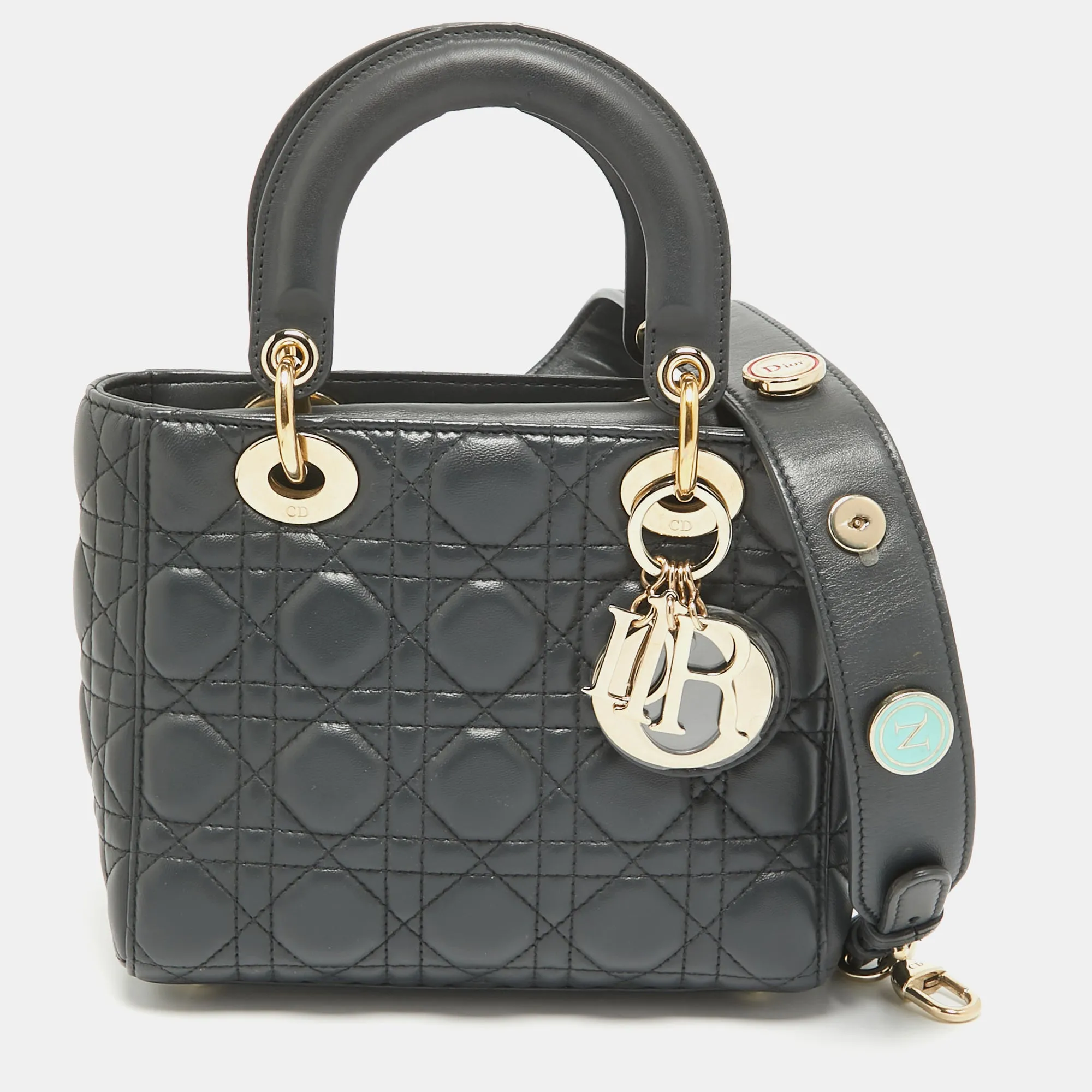 Dark Grey Cannage Leather Small Lady My ABCBag