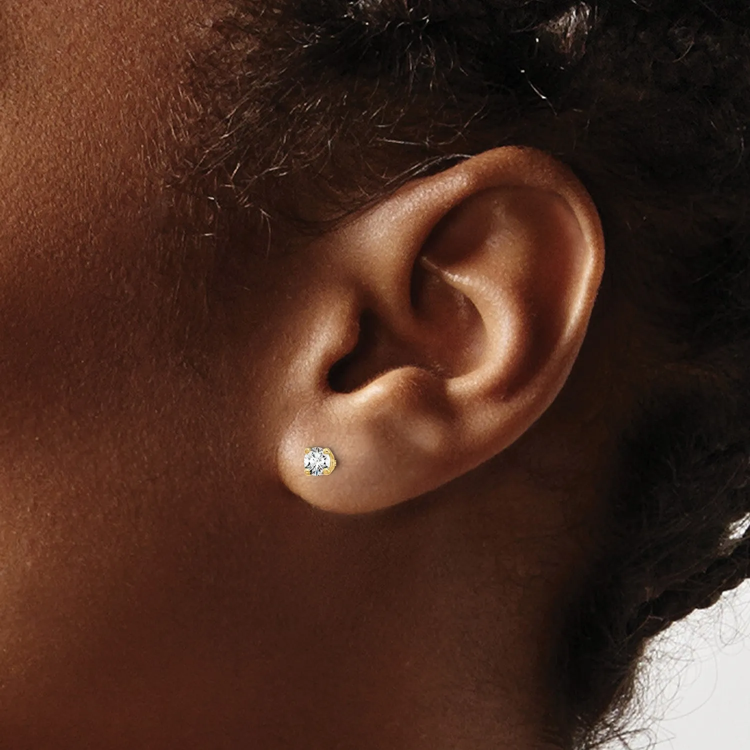 EcoLove 1/5 CTW Round GHI or IGI or GSI Certified Lab Grown Diamond Stud Screwback Earrings in 14KT Yellow Gold