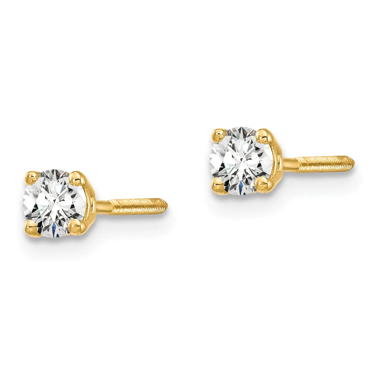 EcoLove 1/5 CTW Round GHI or IGI or GSI Certified Lab Grown Diamond Stud Screwback Earrings in 14KT Yellow Gold