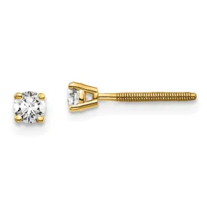EcoLove 1/5 CTW Round GHI or IGI or GSI Certified Lab Grown Diamond Stud Screwback Earrings in 14KT Yellow Gold