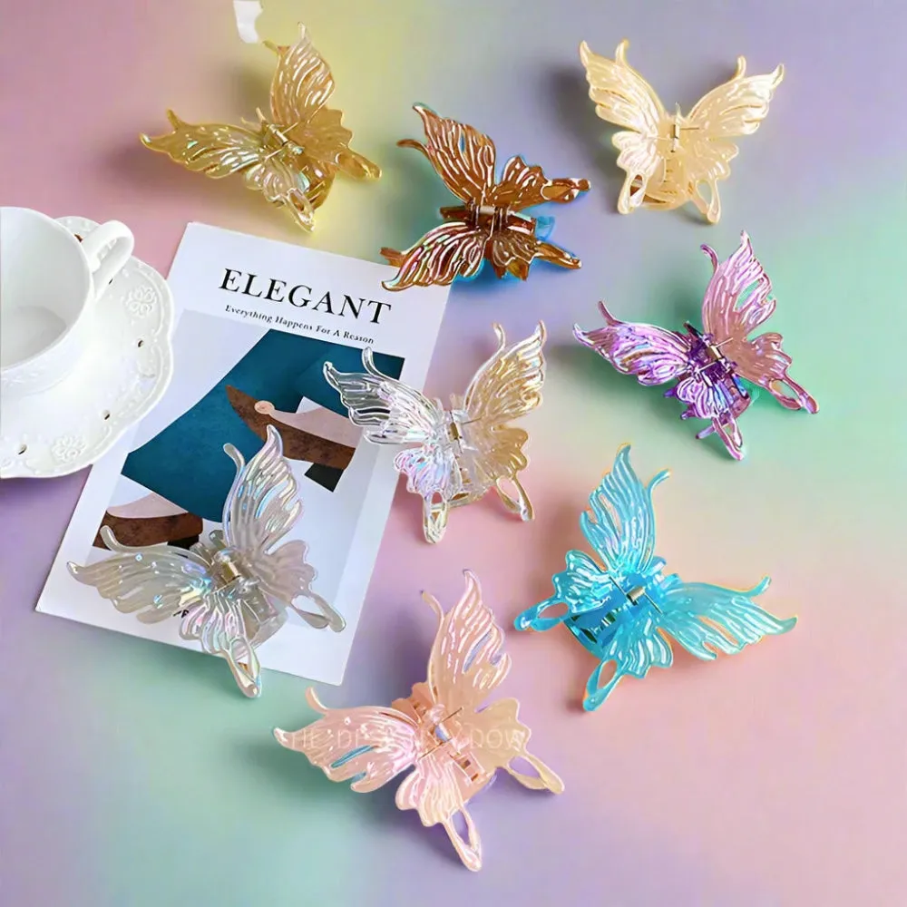Fairycore Colorful Butterfly Hair Claws - Large Geometric Hair Clips