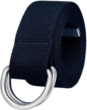 Falari Canvas Web Belt Metal Double D Ring Buckle for Men Women Casual Cloth Military Style Belt 1 1/2" Wide