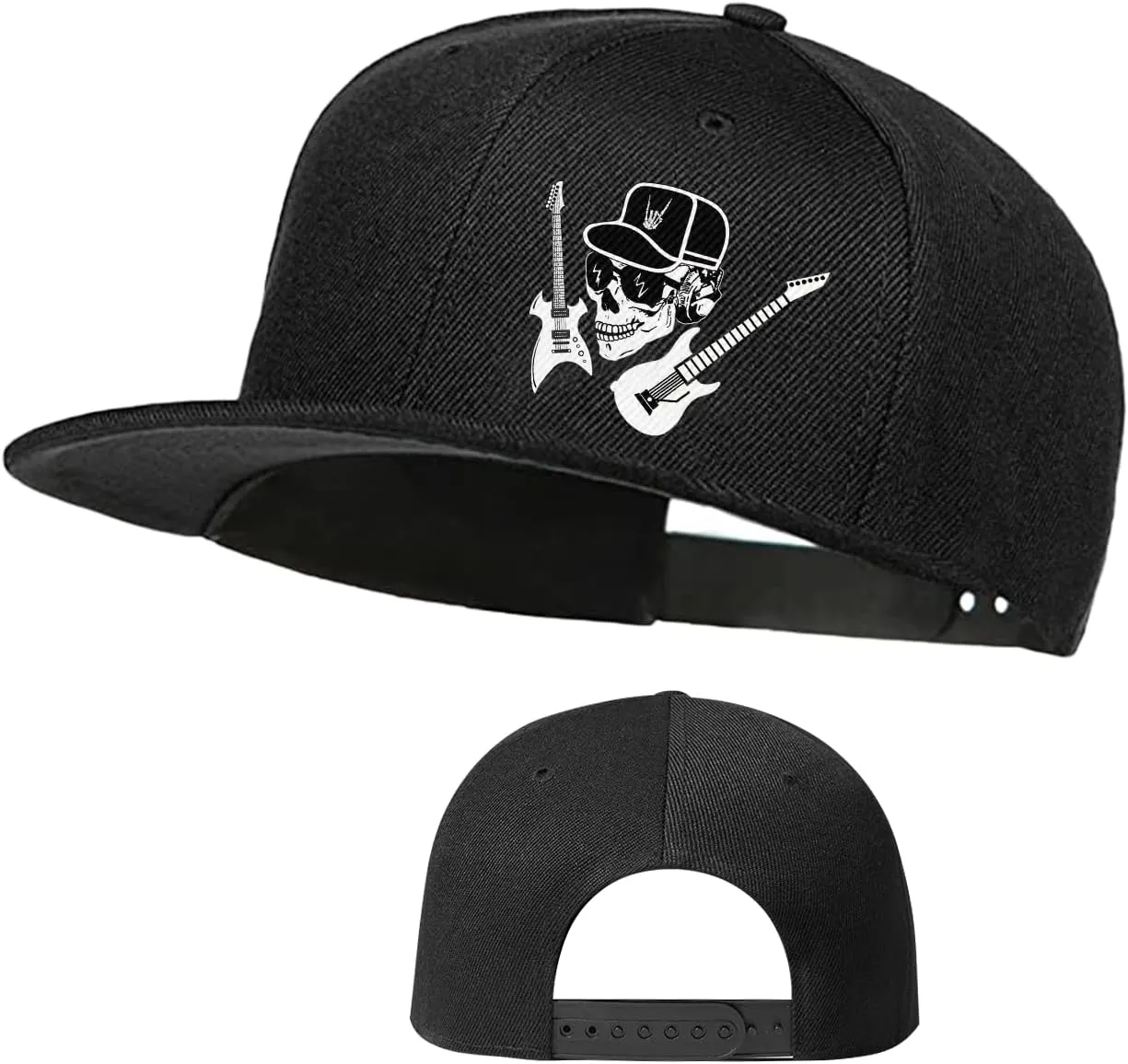 Flat Bill Brim Hat for Men Snap Backpack Men Snapback Hats Trucker Hats Adjustable Men's Baseball Caps Black