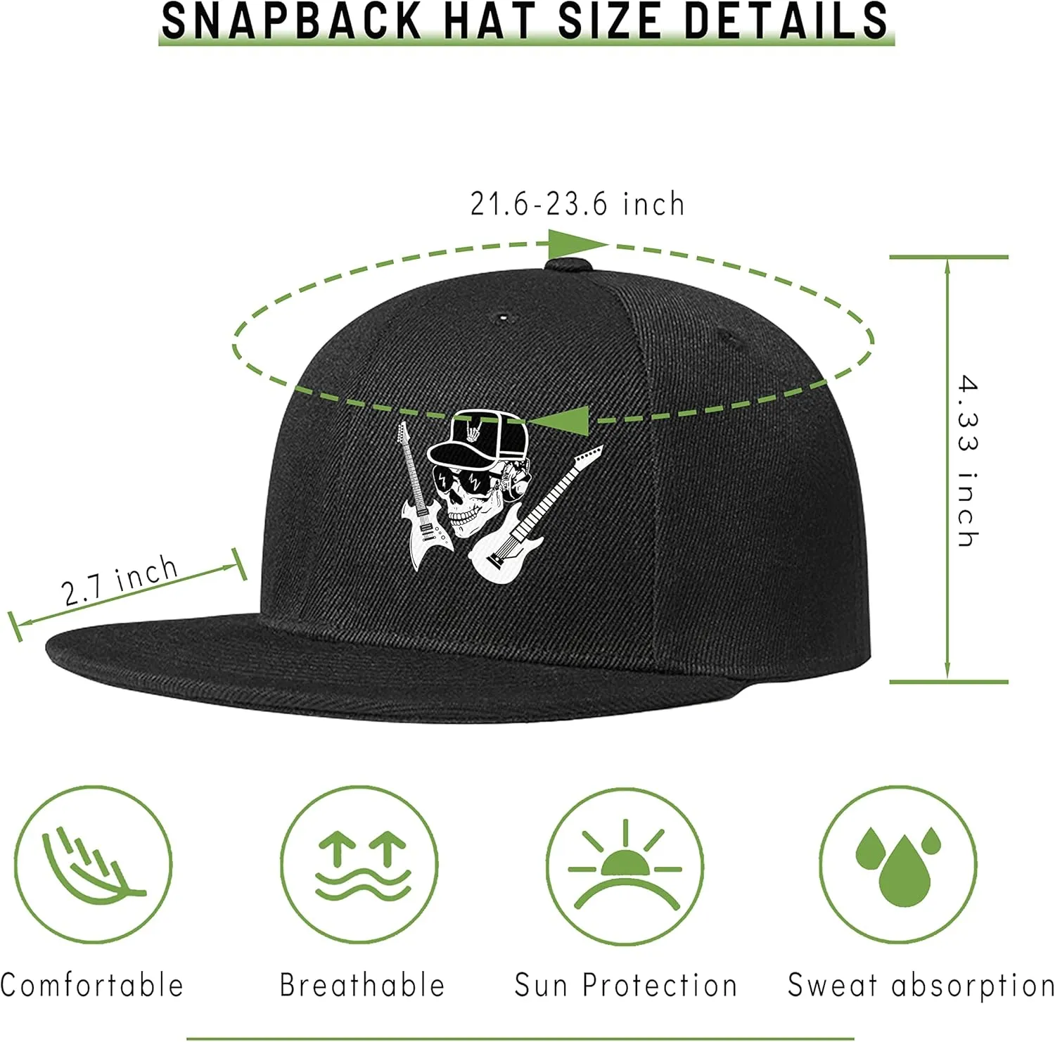 Flat Bill Brim Hat for Men Snap Backpack Men Snapback Hats Trucker Hats Adjustable Men's Baseball Caps Black