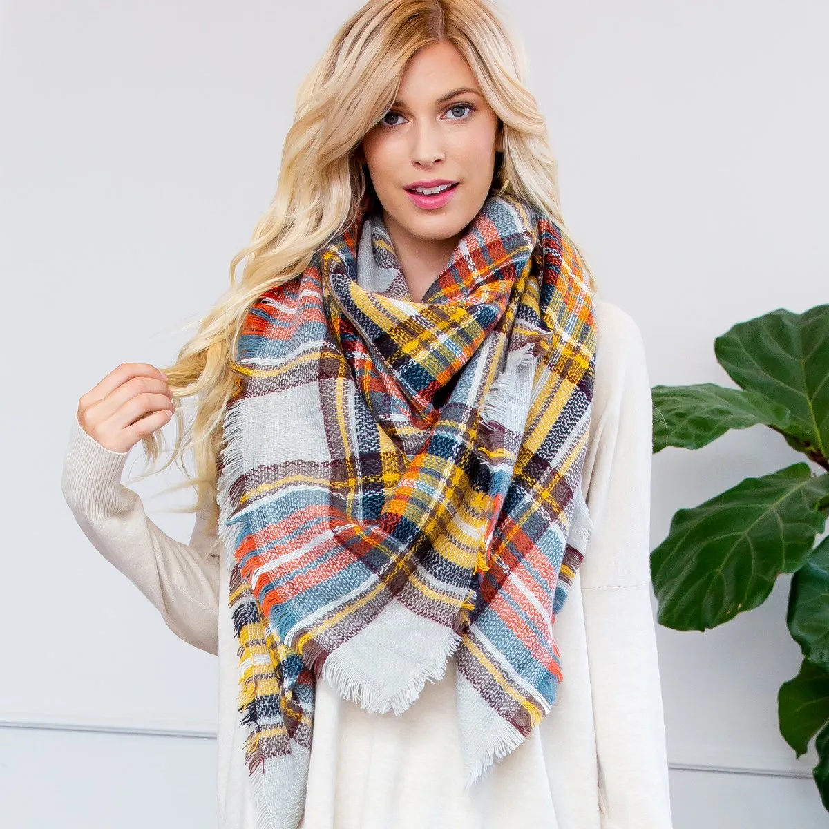 Fringe Blanket Scarf - Style 6