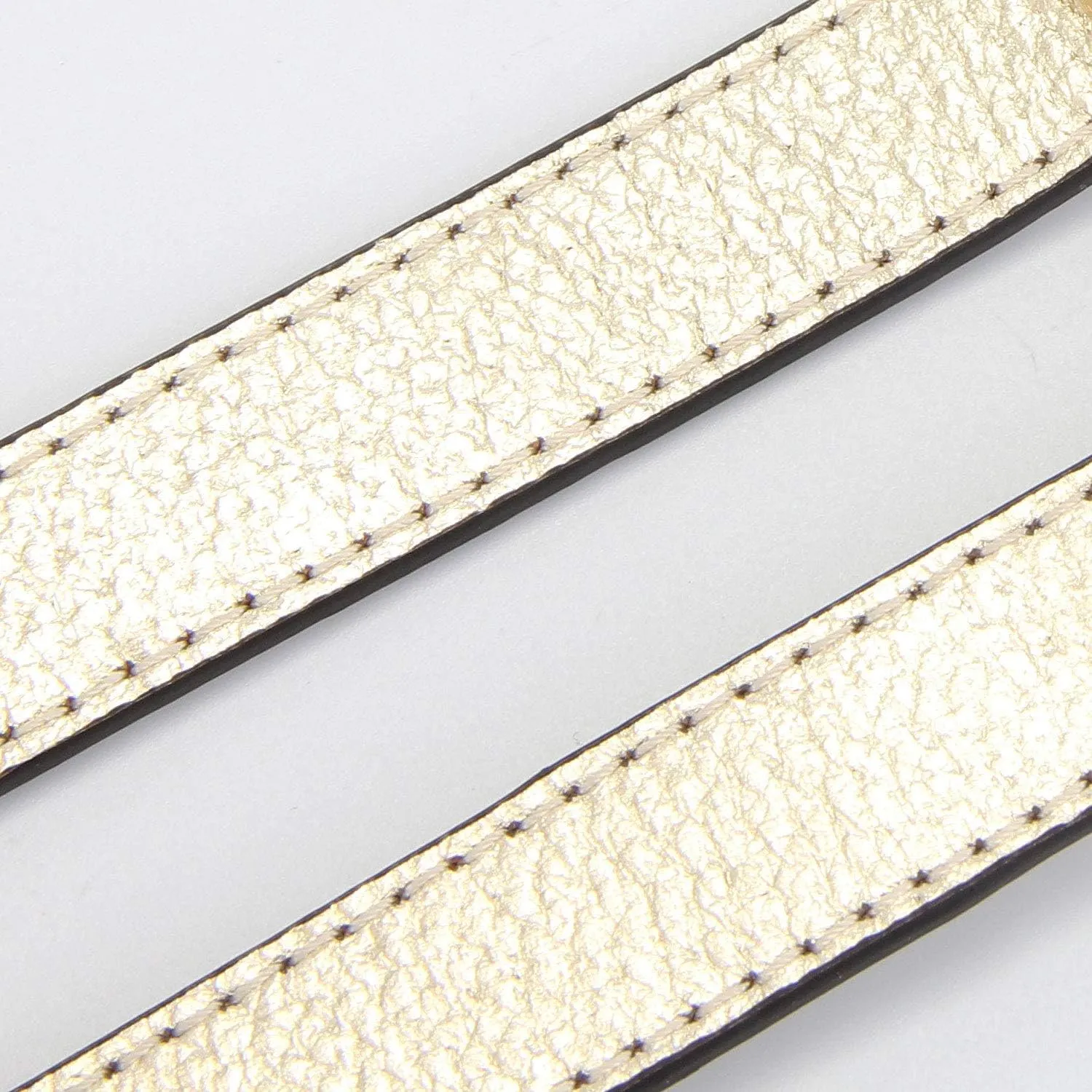 Full Grain Leather Adjustable Replacement Cross Body Purse Shoulder Strap Handbag Bag Wallet, 2/3 Wide(Gold)